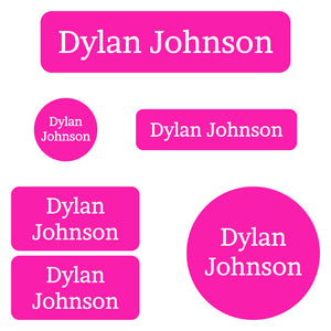 daycare labels pack one color hot pink