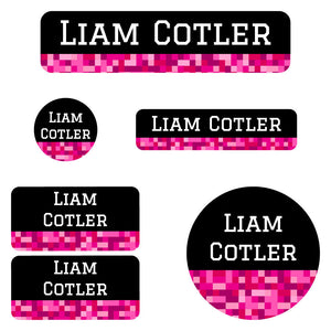 daycare labels pack pixels pink