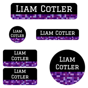 daycare labels pack pixels purple