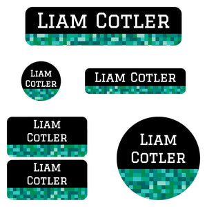 daycare labels pack pixels turquoise