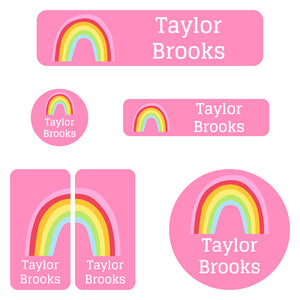 rainbows pink daycare labels pack