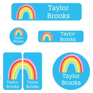rainbows sky blue daycare labels pack