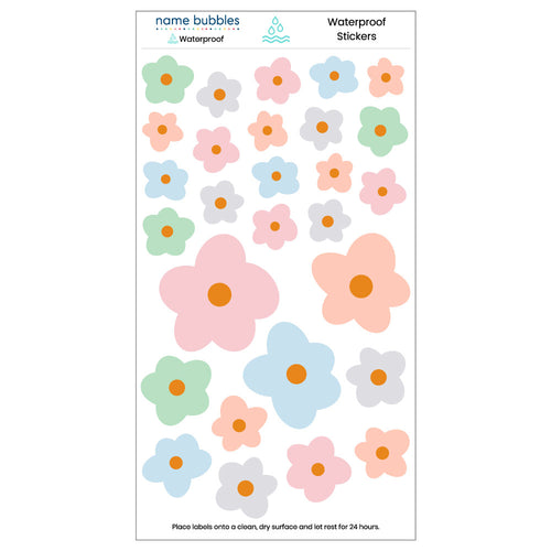 Flowers Waterproof Stickers | Name Bubbles