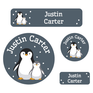 holiday labels pack penguins blue gray