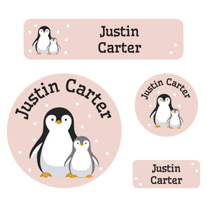 holiday labels pack penguins cream