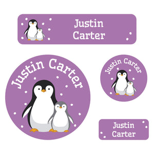 holiday labels pack penguins lavender
