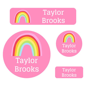 holiday labels pack rainbows pink