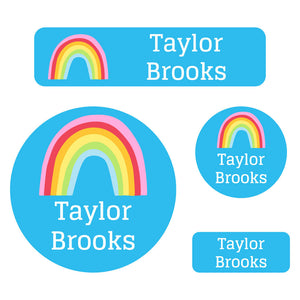holiday labels pack rainbows sky blue