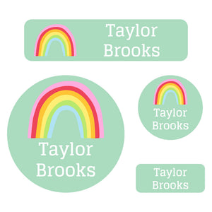holiday labels pack rainbows turquoise