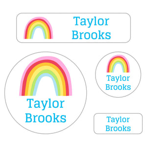holiday labels pack rainbows white sky blue