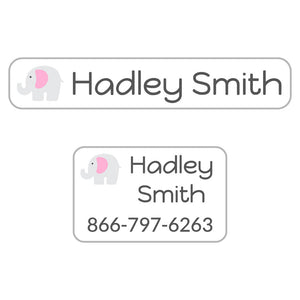 elephant white baby pink iron-on clothing labels pack