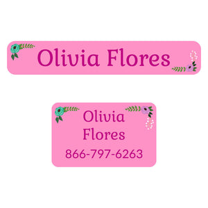 iron-on clothing labels pack floral pink