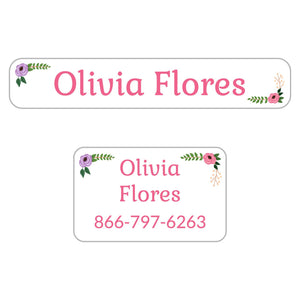 iron-on clothing labels pack floral white