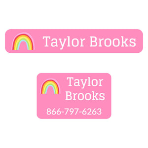 iron-on clothing labels pack rainbows pink