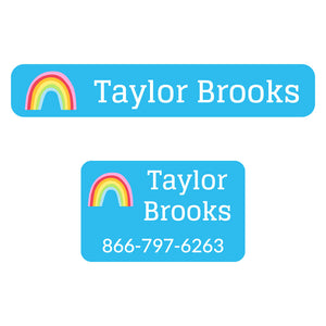iron-on clothing labels pack rainbows sky blue