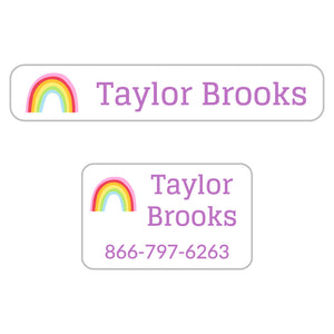 iron-on clothing labels pack rainbows white lavender