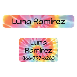Tie-dye iron-on clothing labels pack