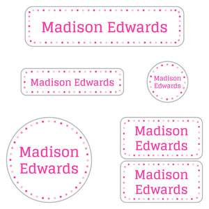 kindergarten labels pack dots Powderpuff Pink