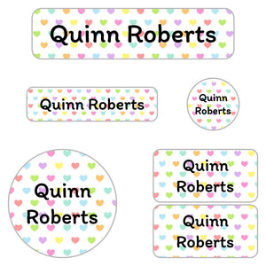 hearts kindergarten labels pack