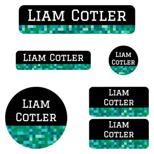 kindergarten labels pack pixels turquoise