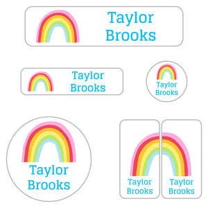 kindergarten labels pack rainbows white sky blue