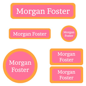 kindergarten labels pack solid border Coral - Peach - White