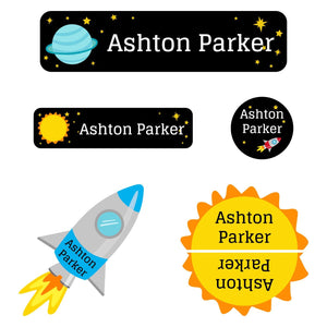 space labels for school