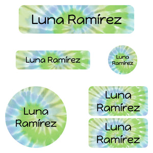 kindergarten labels pack tie-dye green