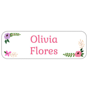 large name labels floral white