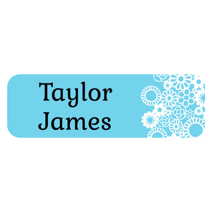 large name labels flower power baby blue