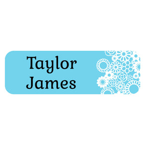 large name labels flower power baby blue