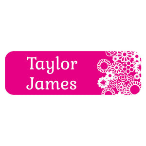 large name labels flower power fushia