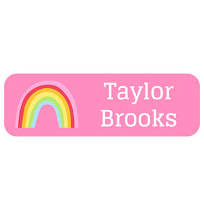 large name labels rainbows pink