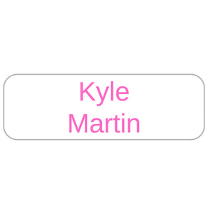large name labels simple bright pink