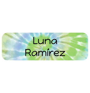 large name labels tie-dye green