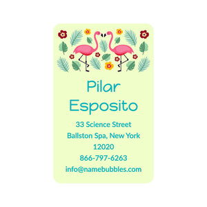 flamingo yellow green luggage tag labels
