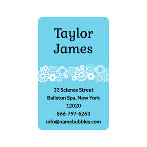 luggage tag labels flower power baby blue