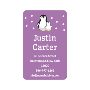 luggage tag labels penguins lavender