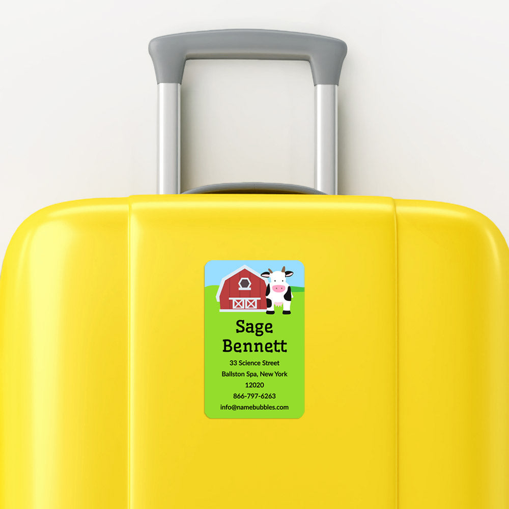 Travel Luggage Labels: Farm Animals Luggage Tag Labels | Name Bubbles