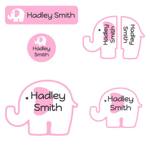elephant baby pink preschool labels pack