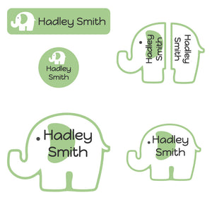 elephant muted green preschool labels pack