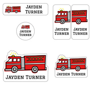 preschool labels pack fire truck