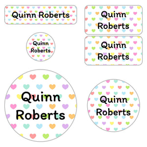 preschool labels pack hearts