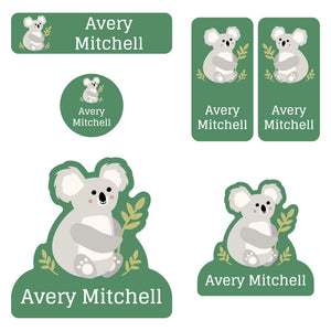 preschool labels pack koala eucalyptus green