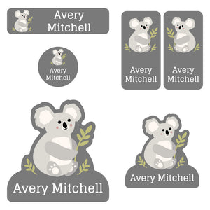 preschool labels pack koala gray