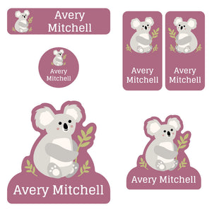 preschool labels pack koala magenta
