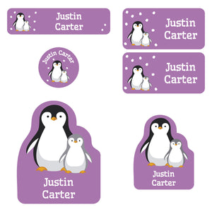 preschool labels pack with a pair of penguins