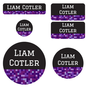 preschool labels pack pixels purple