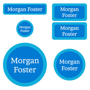 preschool labels pack solid border Bright Blue - Sea Green - White