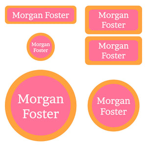 preschool labels pack solid border Coral - Peach - White